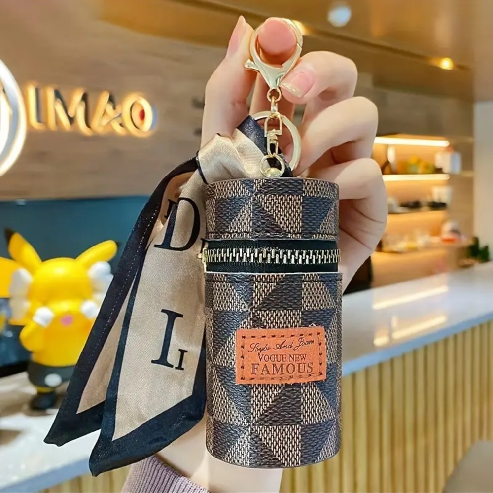 1pc fashion Retro Coin Purse Classic Pouch With Scarf Decor, Zipper Lips… - Picture 8 of 9